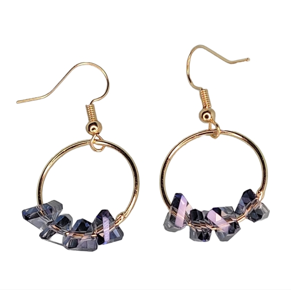 Sapphire Gemstone Gold Plated Earrings - Picture 1 of 4